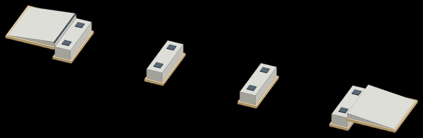 Естакадний фундамент для автоваг — блоки на рівні ґрунту, 3D